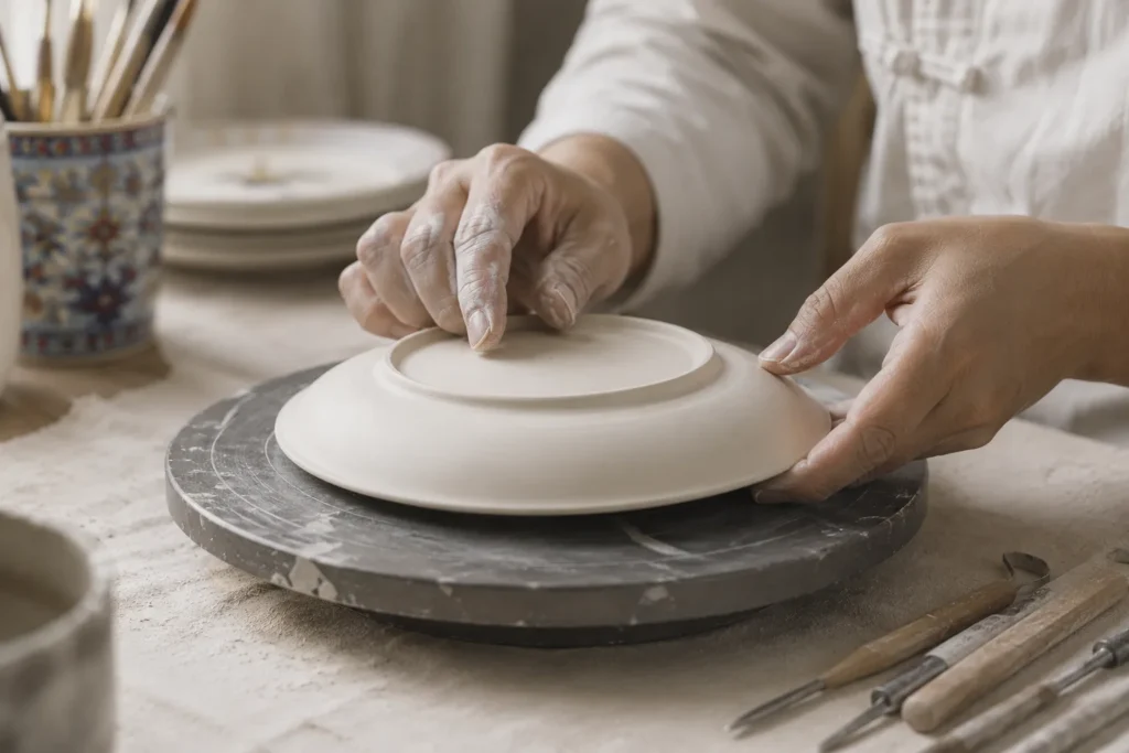Creating the precise form and proportions of each piece.